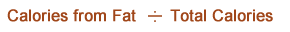 Formula to calculate percent of calories from fat