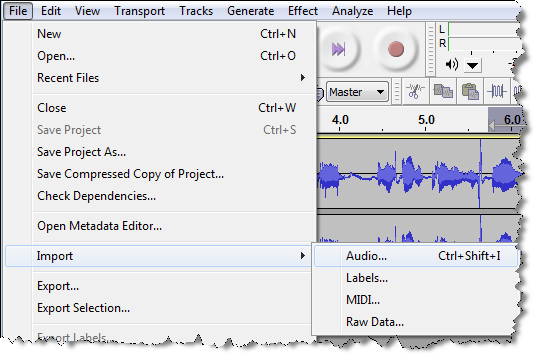 Import Audio Menu